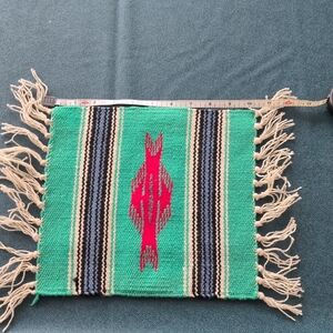 Handwoven Southwestern Style with Fringe - Teal & red